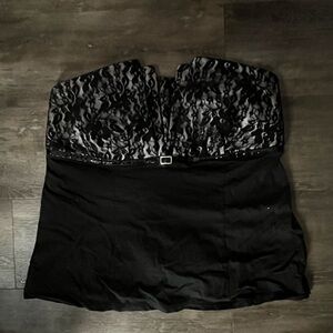 thrifted black and silver lace tube top